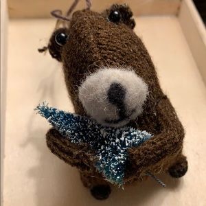 NWT knit bear w/ tree ornament 4in